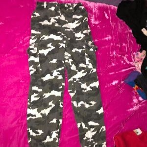 White black and gray camo pants